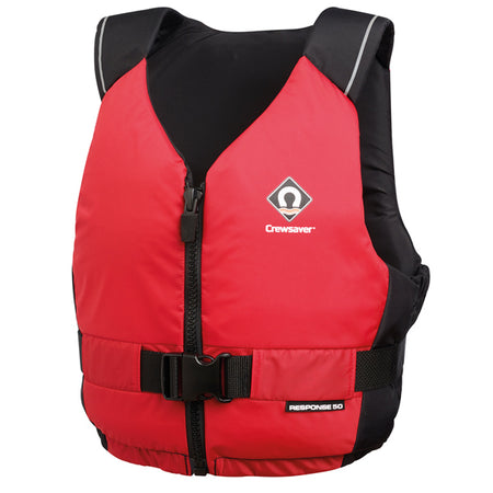 Crewsaver Response 50N flydevest vist fra siden og i brug på en sejlbåd