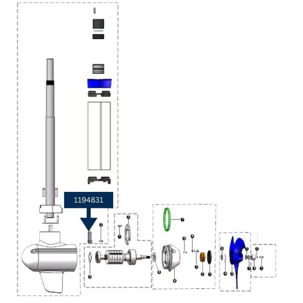 Epropulsion zinkanode til POD 6 EVO ben set fra siden