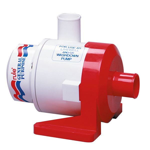 Rule spulepumpe 24V set fra siden, designet til bådbrug