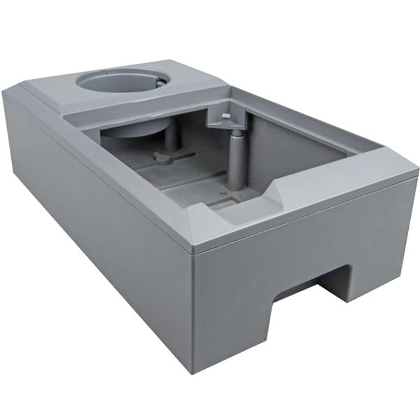 Victron monteringsboks til batterimonitor, vist i profil med mål 80 x 150 x 50 mm