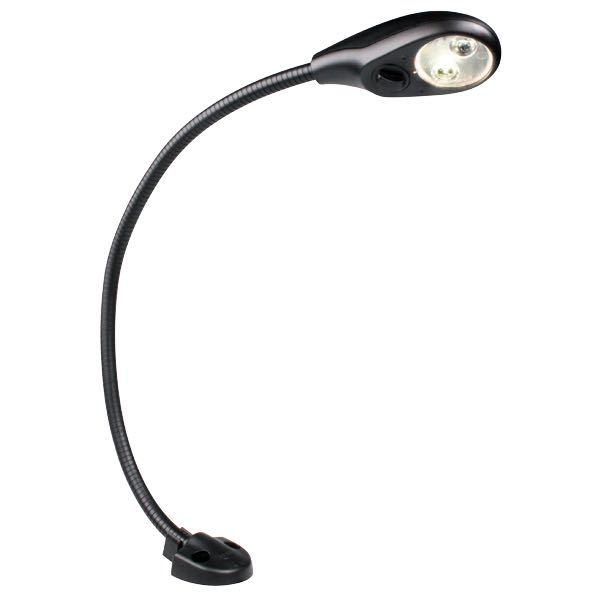 Sidevisning af Hella kortlampe med dæmpbar funktion og tilslutning.