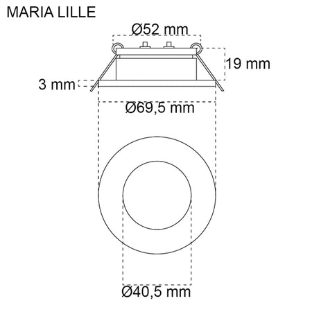 Casolux Maria lampe set ovenfra, indbygget i loftet.