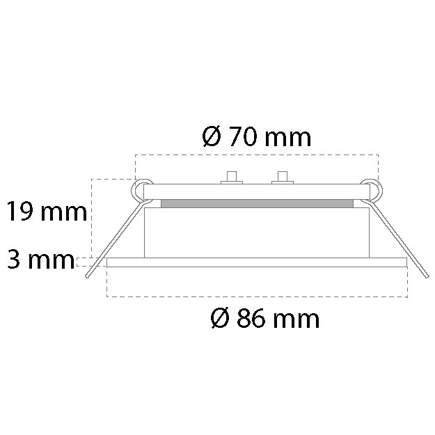 Casolux lampe monteret i en bådinvendig dækkonstruktion