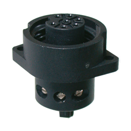 Philippi hunstik til 7-polet dåse, vist forfra med kabeltilslutning.