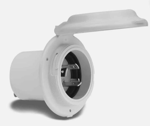 Marinco landstrømsindtag i fiber/polyester set forfra