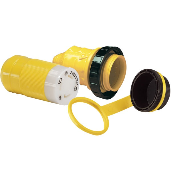 Marinco landstrømsstik 16Amp med cover, set fra siden