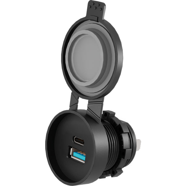 TideON, USB-C 30W/USB-A 18W 12/24V udtag til indbygning