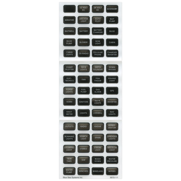 Blue Sea Systems Contura label kit i sort til marinebrug
