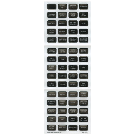 Blue Sea Systems Contura label kit i sort til marinebrug