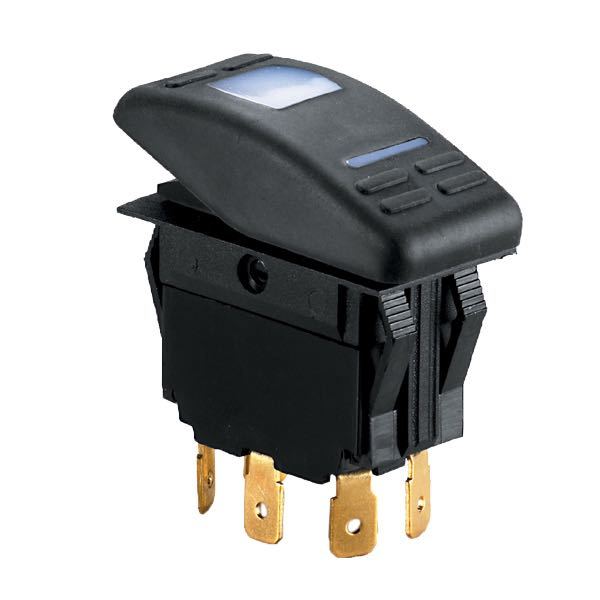 SeaTec kontakt med 4 poler, synlig fra fronten, designet til 12v max 15a.