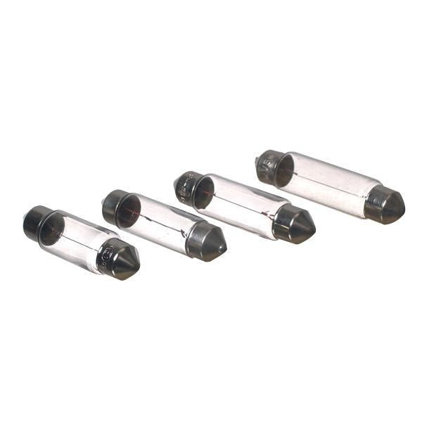 SeaTec Pinol 12V 5W pære, set fra siden med mål 11x41mm.