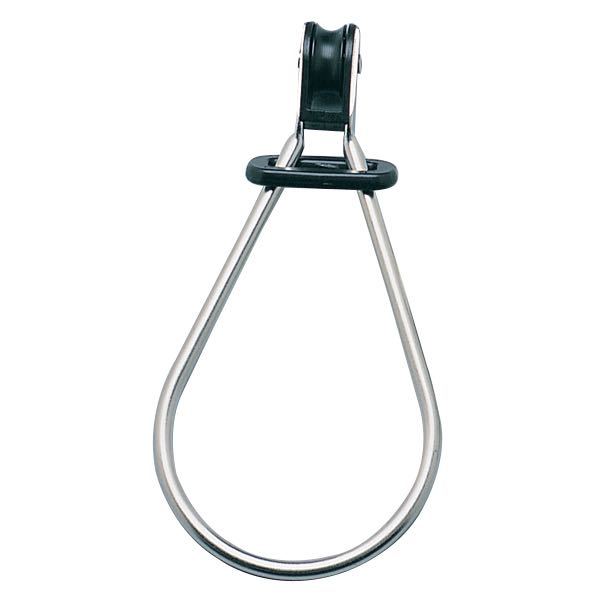 Ronstan trapez ring med blok set fra siden med snor, klar til brug.