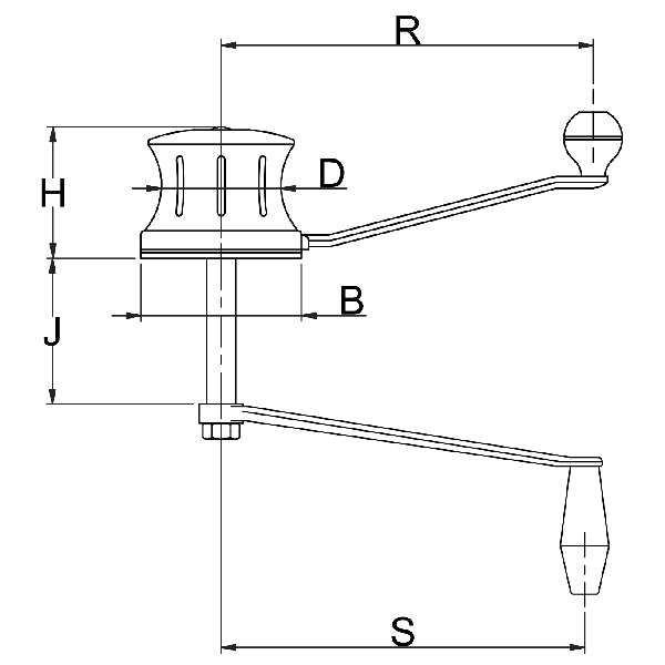 Andersen spil 102 monteret på en båd, klar til brug i sejlads.