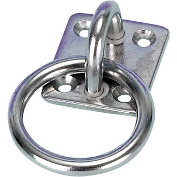 Monteringsplade med løs ring i RF stål fra SeaTec, set fra siden.