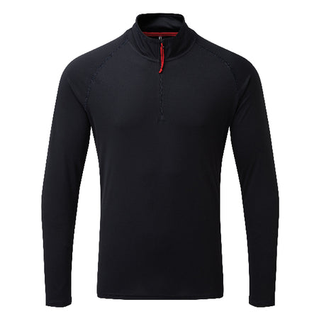 Gill UV009 langærmet t-shirt i grå, set forfra med lynlås