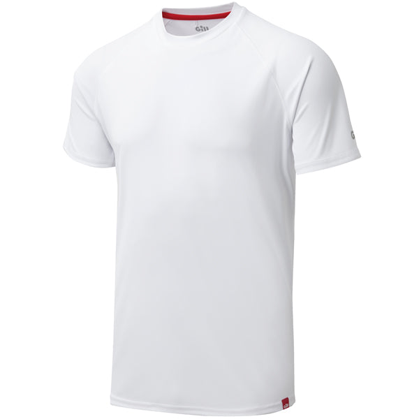 Gill UV010 Men's UV Tec T-Shirt i hvid, set forfra på hvid baggrund