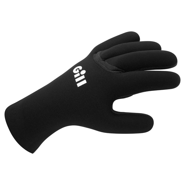 Gill neoprene vinterhandske i sort, set forfra med detaljer.