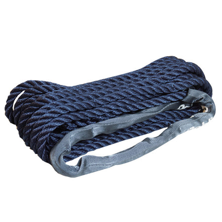 Robline fortøjning øje med webbing, 3-slået Navy, 16mm, 10m