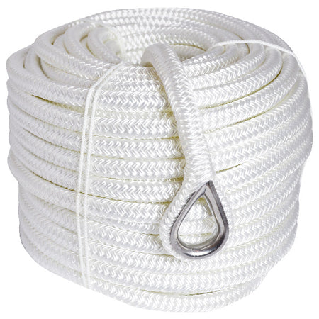 Ankertov fra 1852 i hvid polyester med RF kovs, præsenteret på en båd.