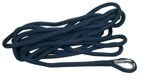 Fortøjningstov fra 1852 i navy med kovs, Ø14mm, 4m langt