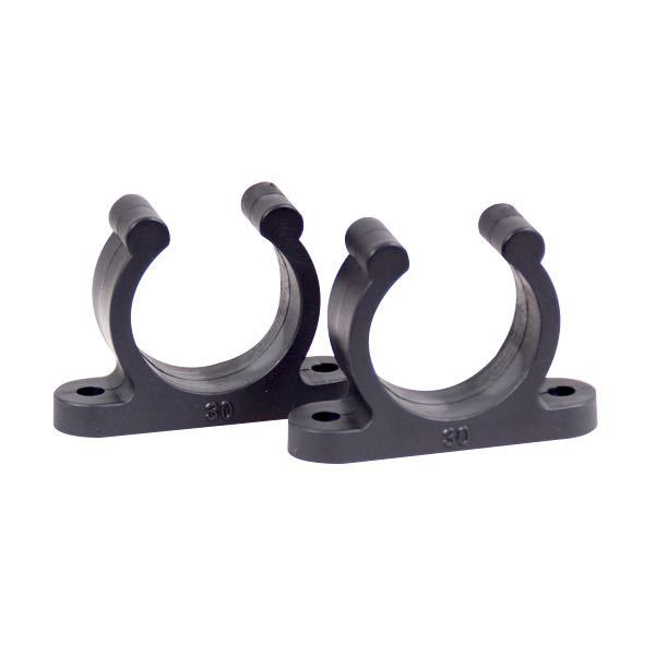 SeaTec nylonclips 30mm med udvendig hul, vist fra siden.
