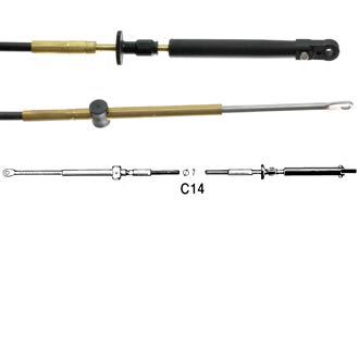 Ultraflex kontrolkabel c14 i 14 fods længde set fra siden