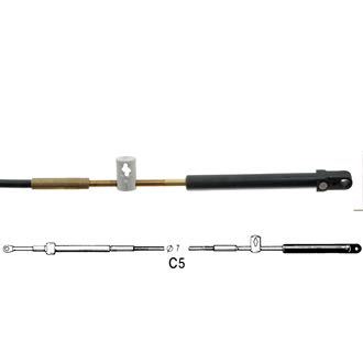 Ultraflex kontrolkabel C5 set fra siden, klar til installation