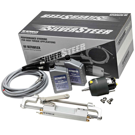 Ultraflex hydraulisk styringspakke set forfra med tilslutninger