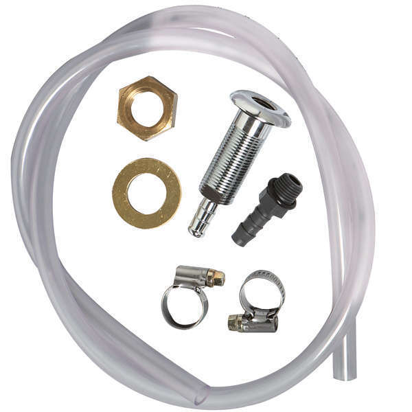 Ultraflex kit til ekstern påfyldning, vist fra siden med tilbehør.