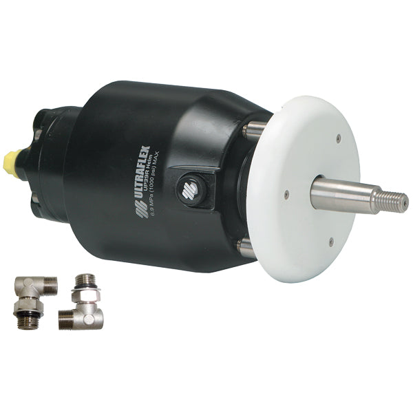 Ultraflex hydraulisk ratpumpe med 7 kamre set fra siden.