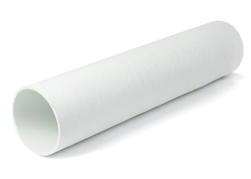 Max Power glasfiberrør Ø125 x 750mm set fra siden, klar til montage på båd.