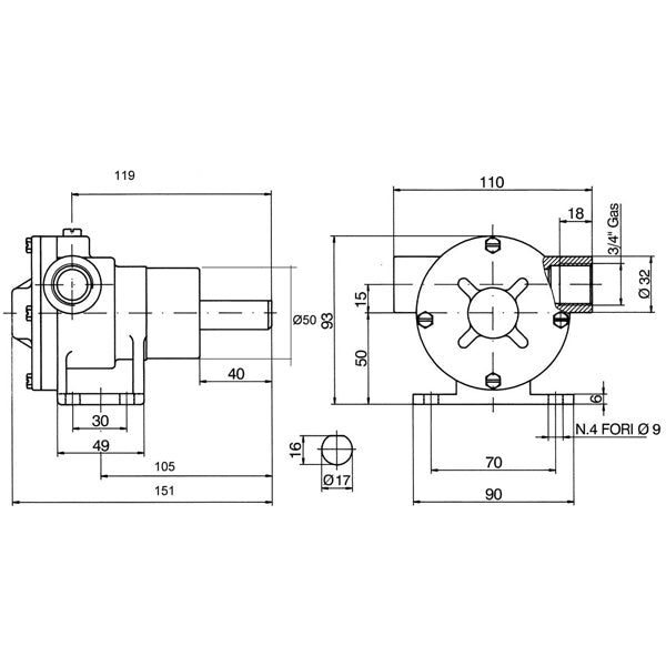 SeaTec impeller pumpe 3/4" installeret i en bådmotor