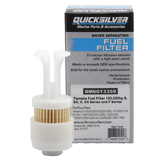Quicksilver brændstoffilter til Yamaha S SX V VX & F Series set foran med klar struktur