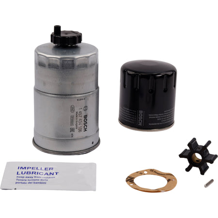 Komplet servicekit fra SeaTec, præsenteret med individuelle dele.