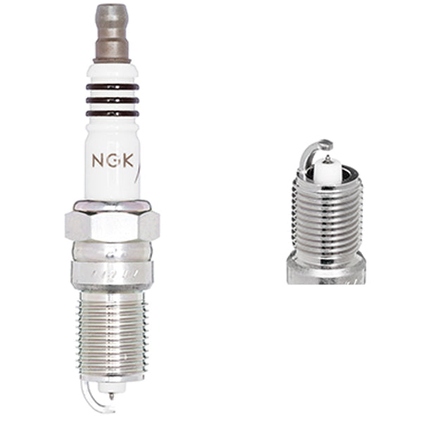 NGK tændrør TR6IX, vist fra siden med tydelig label og design