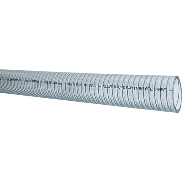 SeaTec klar PVC slange med stålspiral, rulle på 3 meter