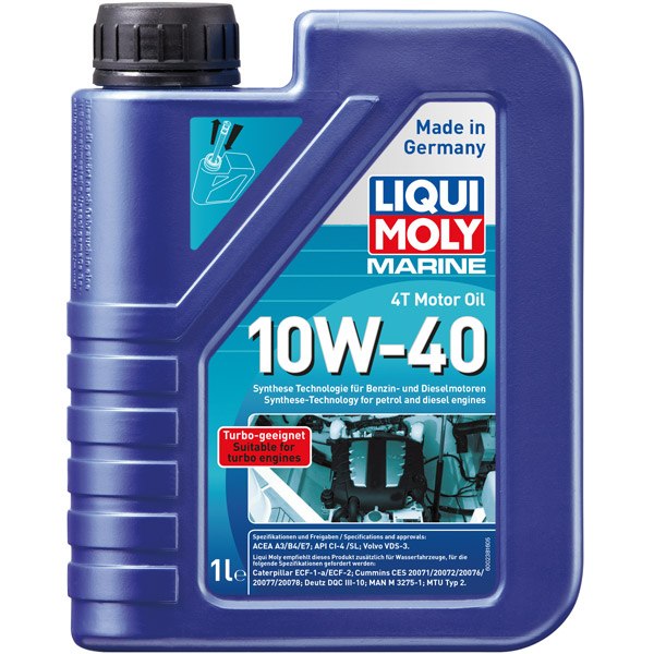 Detaljevisning af Liqui Moly 10W-40 motorolie med produktbeskrivelse.