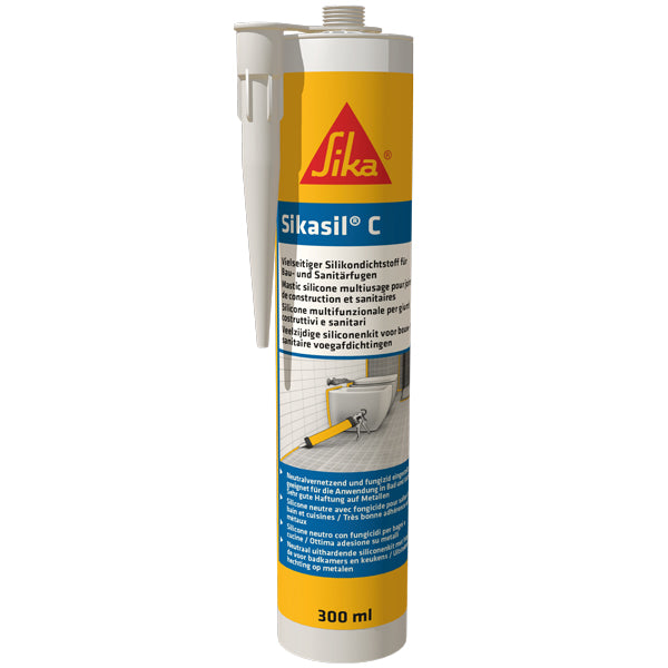 Sika, sil-C silikone klar patron på hvid baggrund