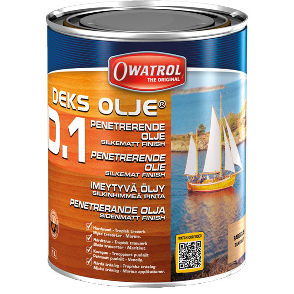 Owatrol Deks olie D1 Transparent 1l på en bådplatform