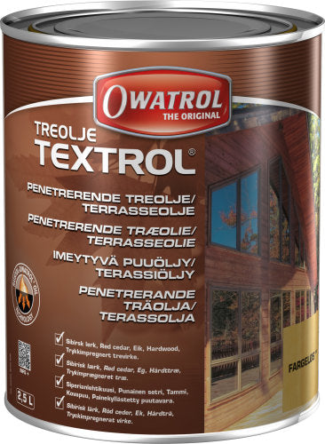 Owatrol Terrasseolie Textrol 1L pakket i en praktisk flaske