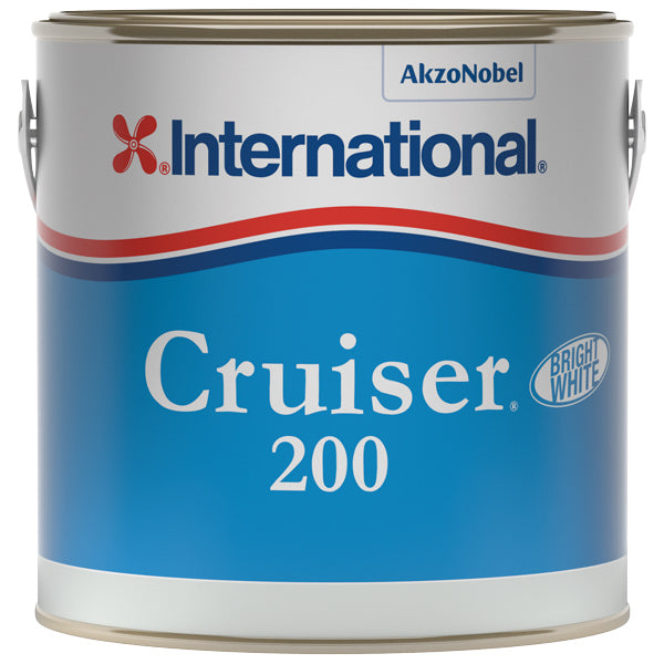 Bundmalingen International, Cruiser 200 Hvid i 2,5L beholder, stående på en hvid baggrund.