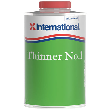 Fortynder Nr 1 fra International i 5 liter beholder, klar til brug til bådmalerprojekter.