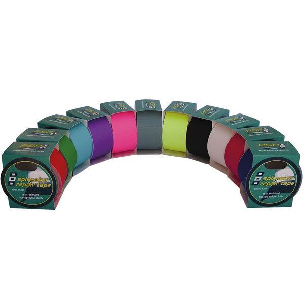 PSP spinnaker repair tape i rød farve, 50mm x 4,5m, set forfra