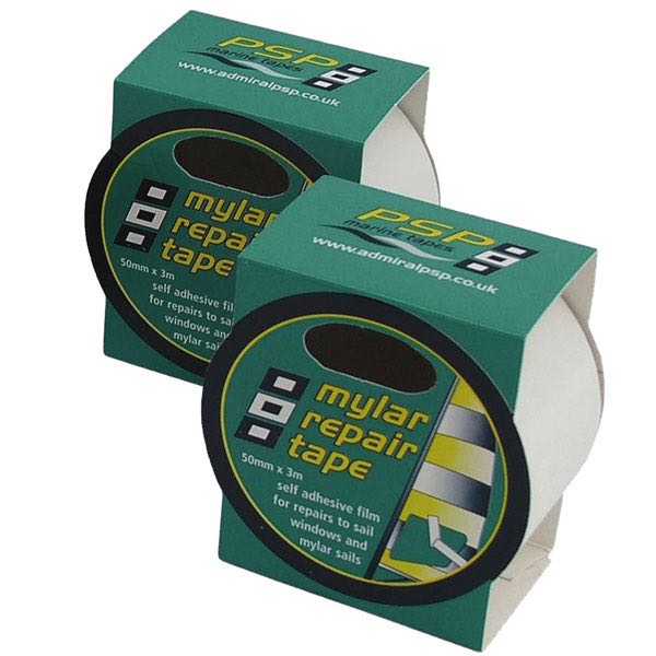 Klar PSP mylar reparationsbånd 50mm x 3m på hvid baggrund