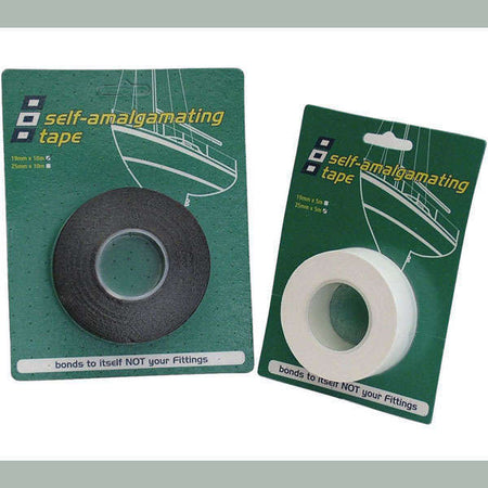 PSP vulkaniserende tape i sort, 25mm x 5m rulle, præsenteret på hvid baggrund