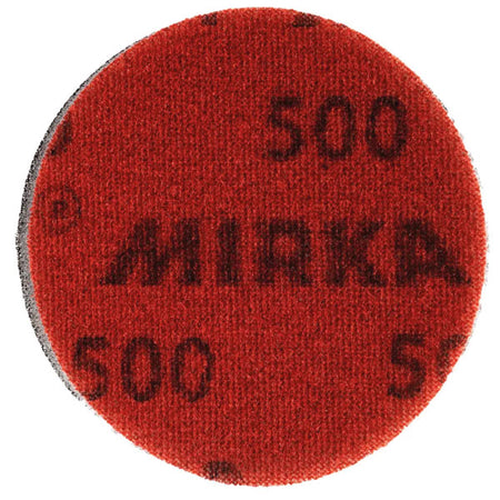 Visning af Mirka sandpapir monteret på sliber i brug.