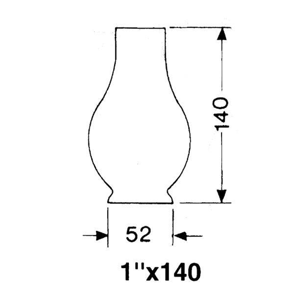 DHR lampeglas 140mm set fra siden, ideelt til bådlys.