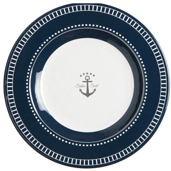 Marine Business Sailor Soul desserttallerken set ovenfra med elegante blå mønstre.