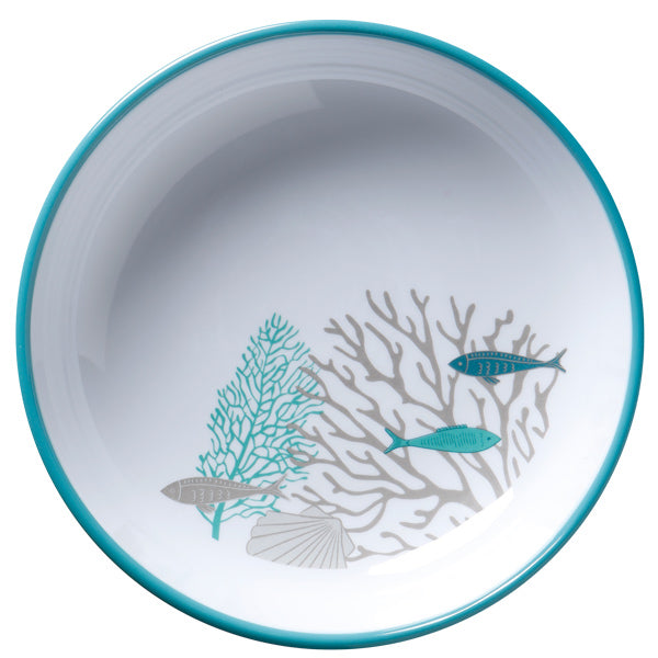 Marine Business suppe tallerken Ø18 i Coastal Acqua design, vist fra siden.