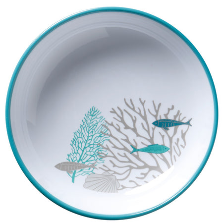 Marine Business suppe tallerken Ø18 i Coastal Acqua design, vist fra siden.